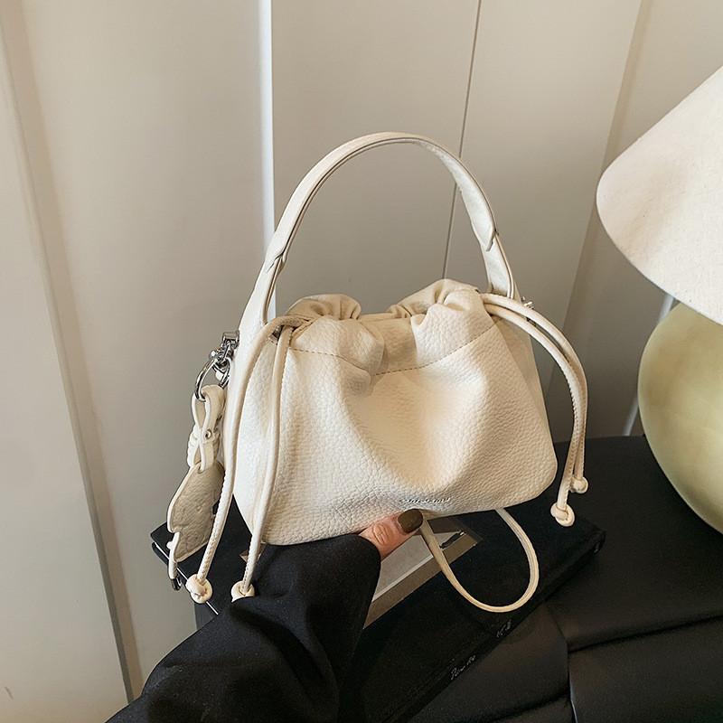 IELGY Pleated Cloud Bag Cute Drawstring Portable Shoulder Messenger Bag