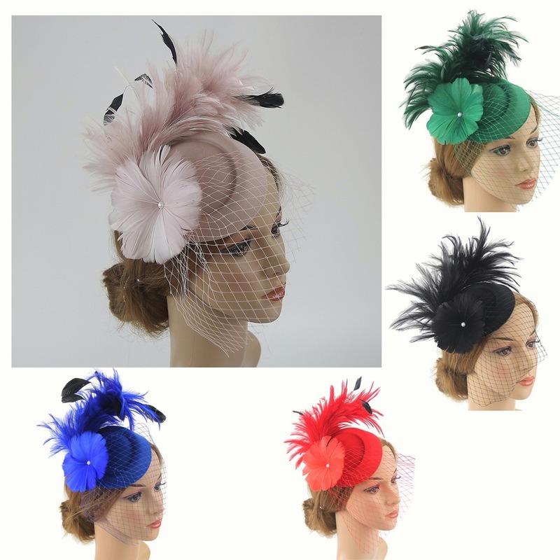 Tüy Saç Tokası Alice Saç Bandı Klips Bayan Düğün Royal Ascot Yarışları