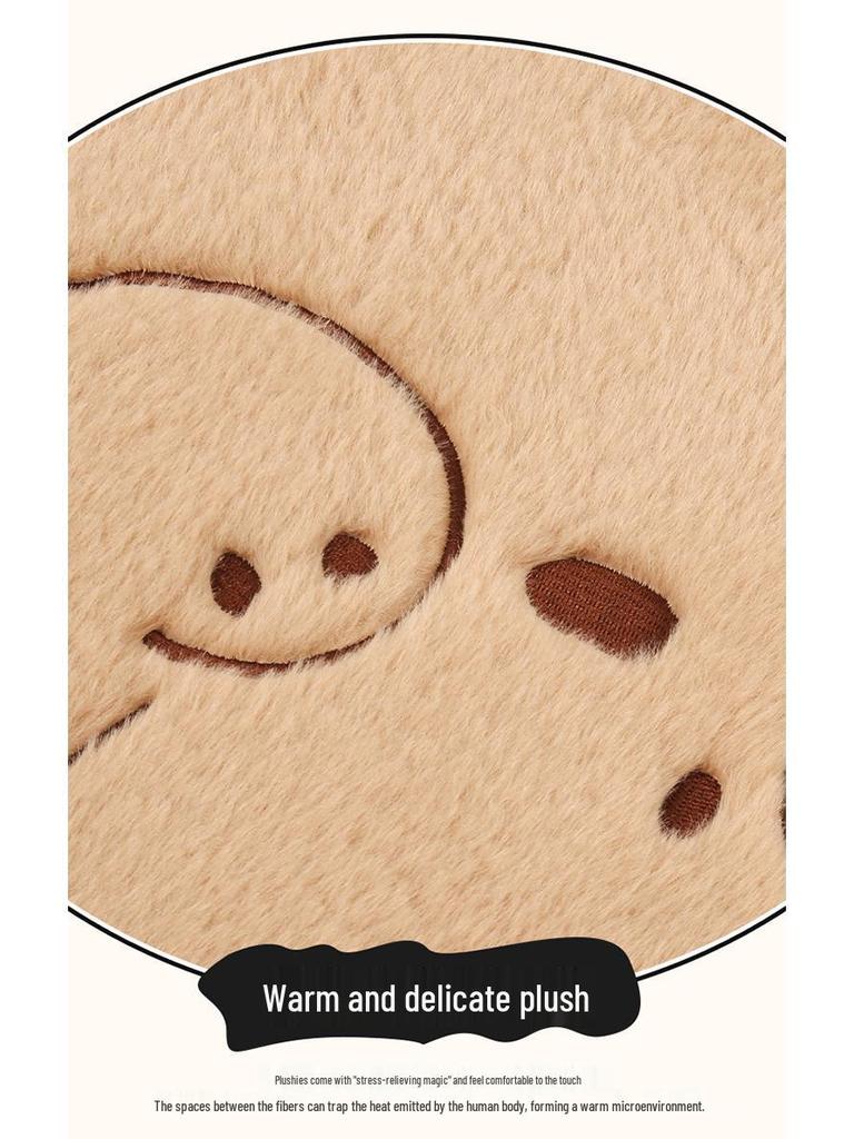 Universal Shy Cat Plush Winter Car Seat Cushion - Non-Shedding, Cartoon Design for Five Seats