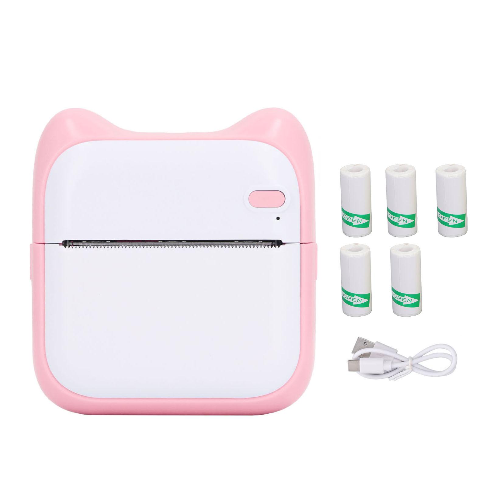 

Карманный термопринтер Bluetooth-подключение Печатная машина с бумагой для заметок о неправильных вопросах розовый