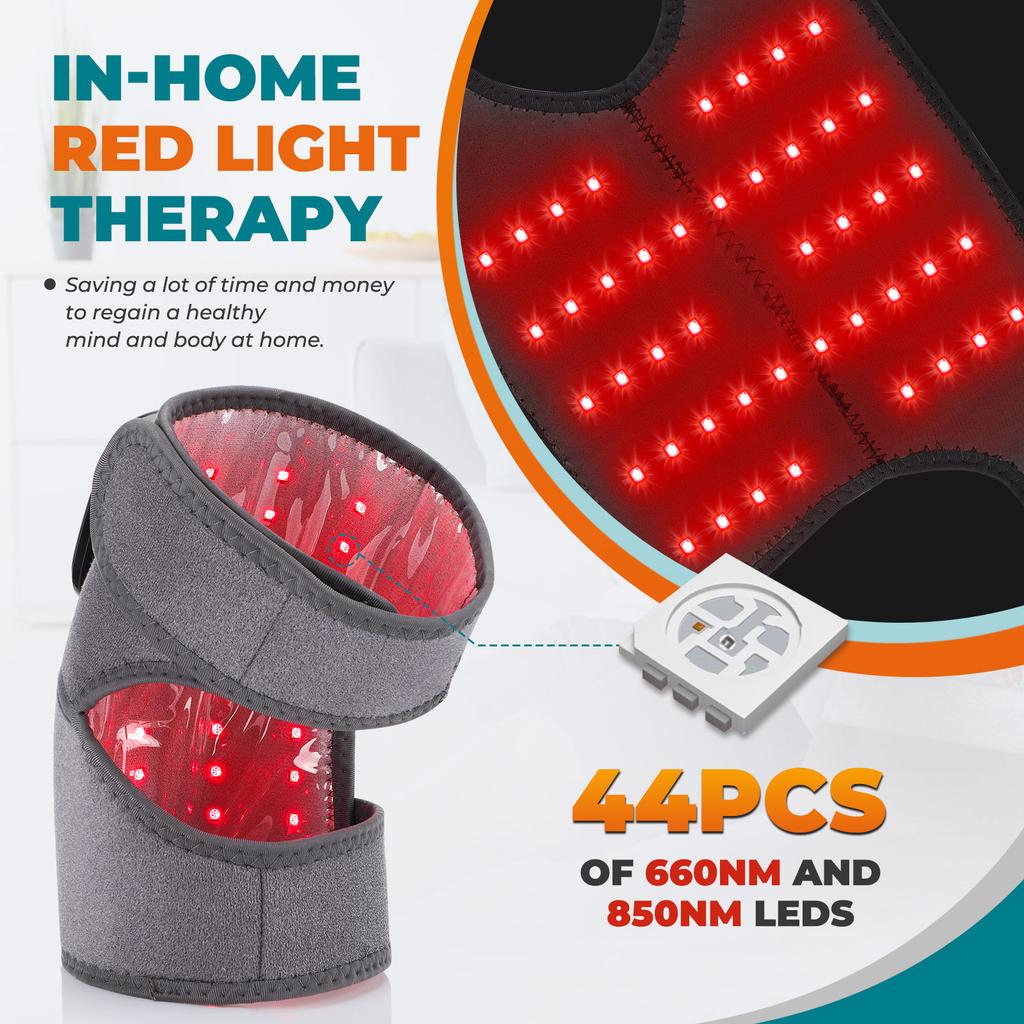 LED Knee Massager Multifunctional Electric Infrared 650nm 850nm Red Heating Vibration Massage Leg Joint Brace with Light