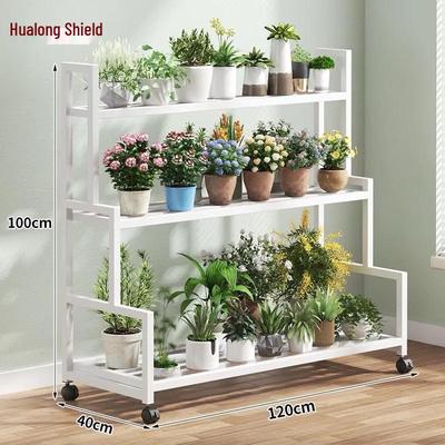 Multi-layer Movable Metal Flower Stand and Storage Rack