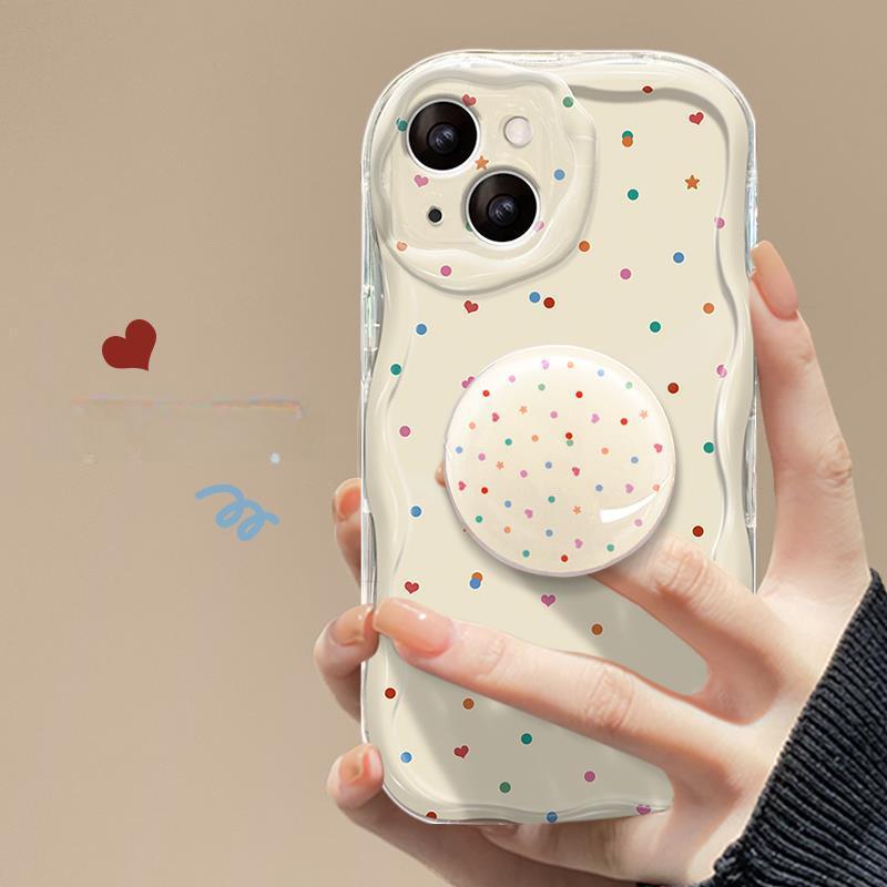 

Подходит для Apple 14 Чехол для мобильного телефона iPhone 13promax Anti-Fall Прозрачный силиконовый 12mini Цветной горошек Подставка iPhone 15 Pro Max