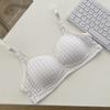Sweet Underwear Women's Lace Edge Plaid Small Breasts Gathered Without Steel Rim Student Thin Breathable Anti-sagging Girl Bra