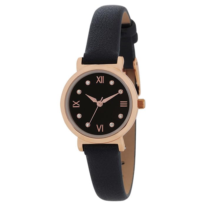 Roman Numeral Leather Watch Stone-set чёрный