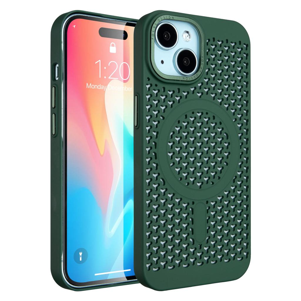 For Apple 15pro Magnetic Case for IPhone Hollow Heat Dissipation Anti-fall Mobile Phone Protective Cover Magnetic Heat Dissipation