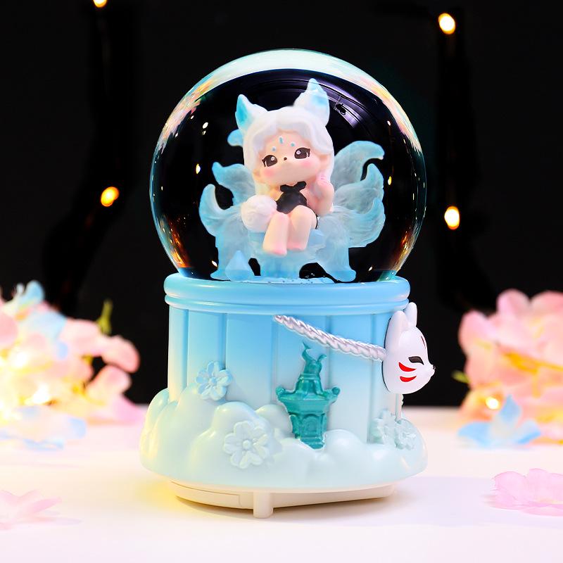 Iridescent Castle Snowfall Crystal Ball Music Box for Kids - Dreamy Fairy Tale Carriage.