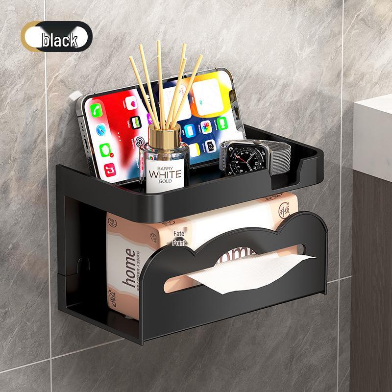 Wall-Mounted No-Punch Bathroom Tissue and Towel Holder