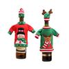1 Set Bottle Cover Reusable Cartoon Pattern Knitted Fabric Christmas Winebottle Dress for Decorating