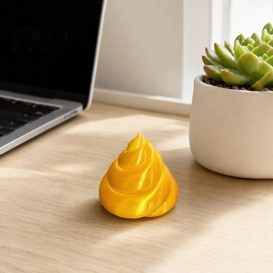 Burr-free Figurine 3D Printed Golden Poop Rotating Figurine, Luck Fortune Desk Decor, Funny Car Wealth Symbol Decoration Accessory with Turnable Base,