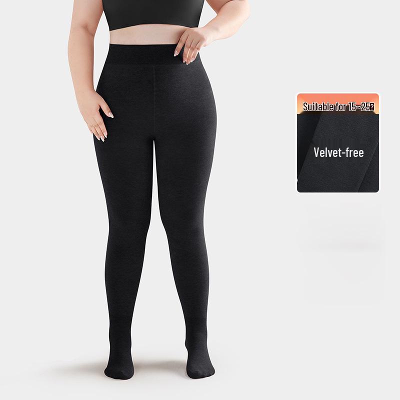 Warm Seamless High-Waisted Footed Leggings for Plus Size Women and Girls - Non-Slip Autumn/Winter