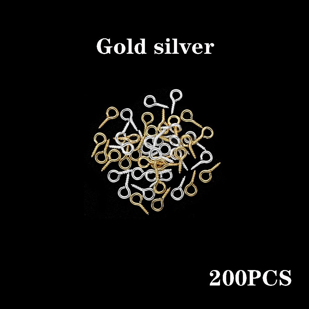 100-200Pcs Tiny Mini Eye Pins Screw Clasps Gold Connector Pendants Threaded Hooks For DIY Jewelry Making Findings Accessoies
