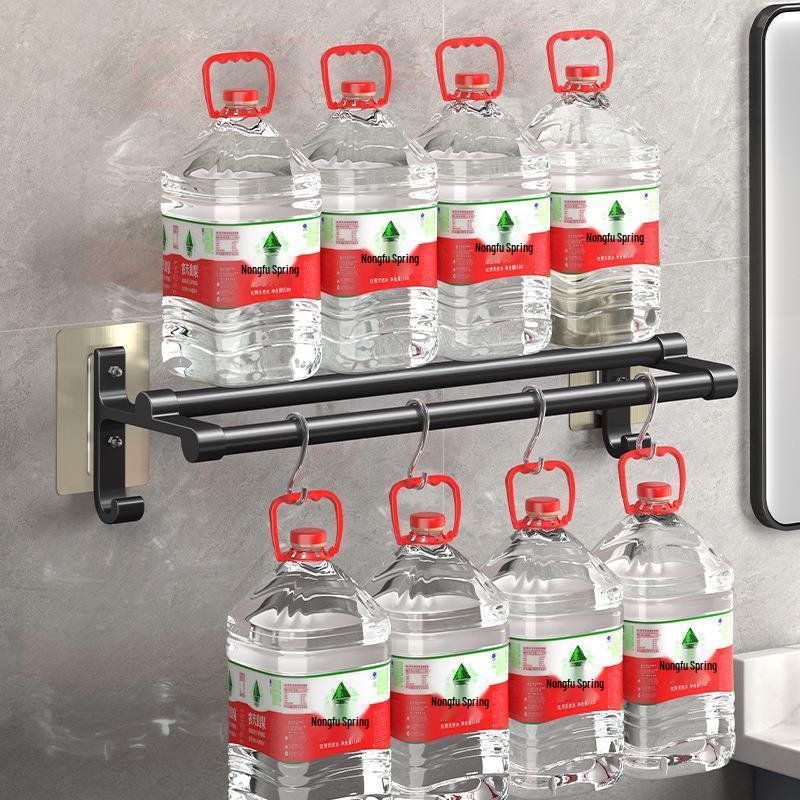 Double Bar Aluminum Alloy Towel Rack - Punch-In Type with Non-Marking Sticker