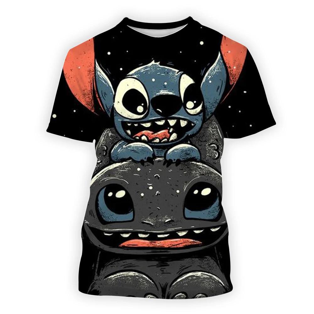 2024 Disney Anime Lilo Stitch 3D potisk Tričko Dětské Topy Tričko Dámské Pánské Unisex Letní Krátký Rukáv Trička