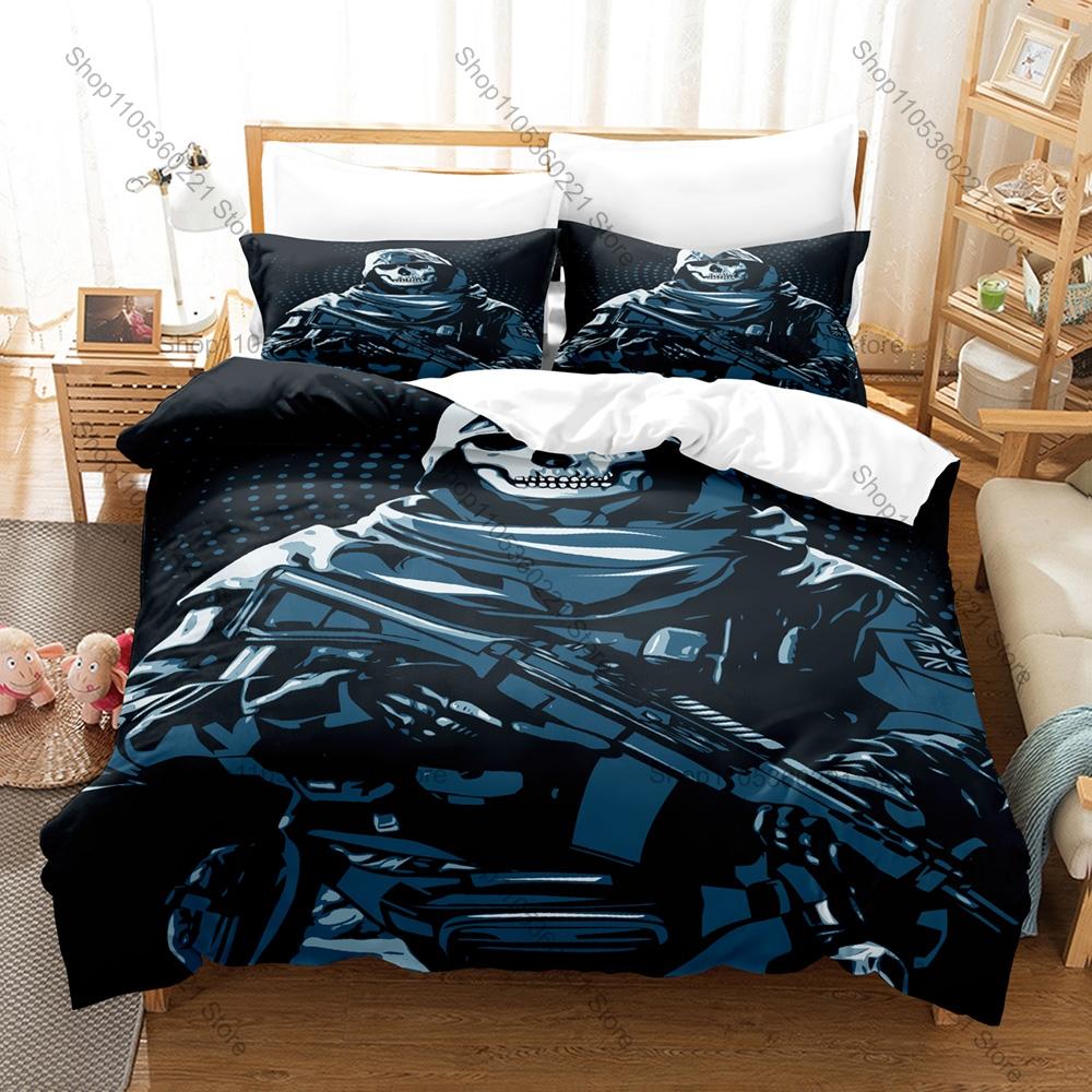 Call Of Duty Simon Ghost Riley Bed Set 3D Printed Duvet Cover Pillowcase Bedding Set For Boys Game Fans Home Textile