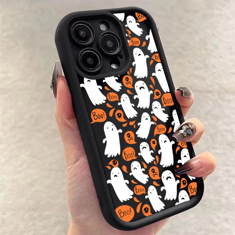 Luxus Glückliches Halloween Geist Weiche Handyhülle Für IPhone 16 Pro Max 14 13 12 11 15 Pro 15 16 Plus XR XS Max Anti-Fall Rückseitenhüllen