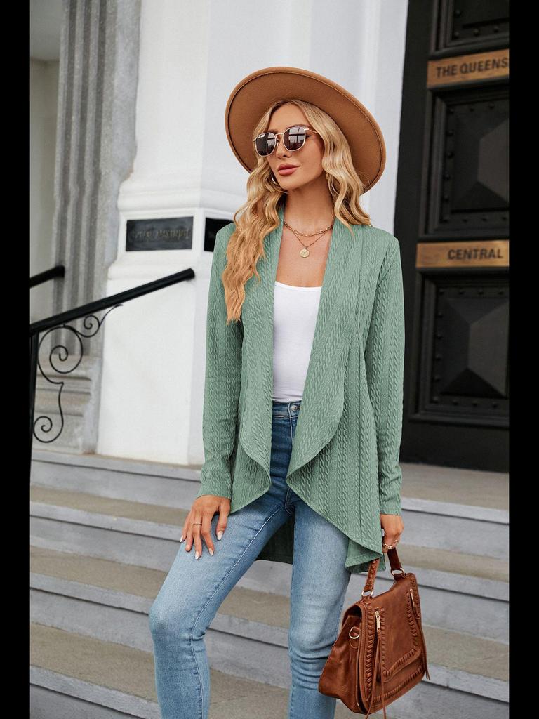 Suéter cárdigan de punto de color liso para mujer otoño/invierno 2023