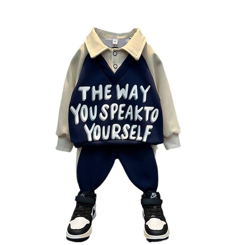Set di Abbigliamento Autunnale alla Moda per Bambini 2024 Comodo Design in Cotone a Manica Lunga Per Ragazzi