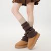 Knitted Socks Contrasting Color Splicing Gray Calf Socks Autumn And Winter Calf Covers With Snow Boots Slimming Socks