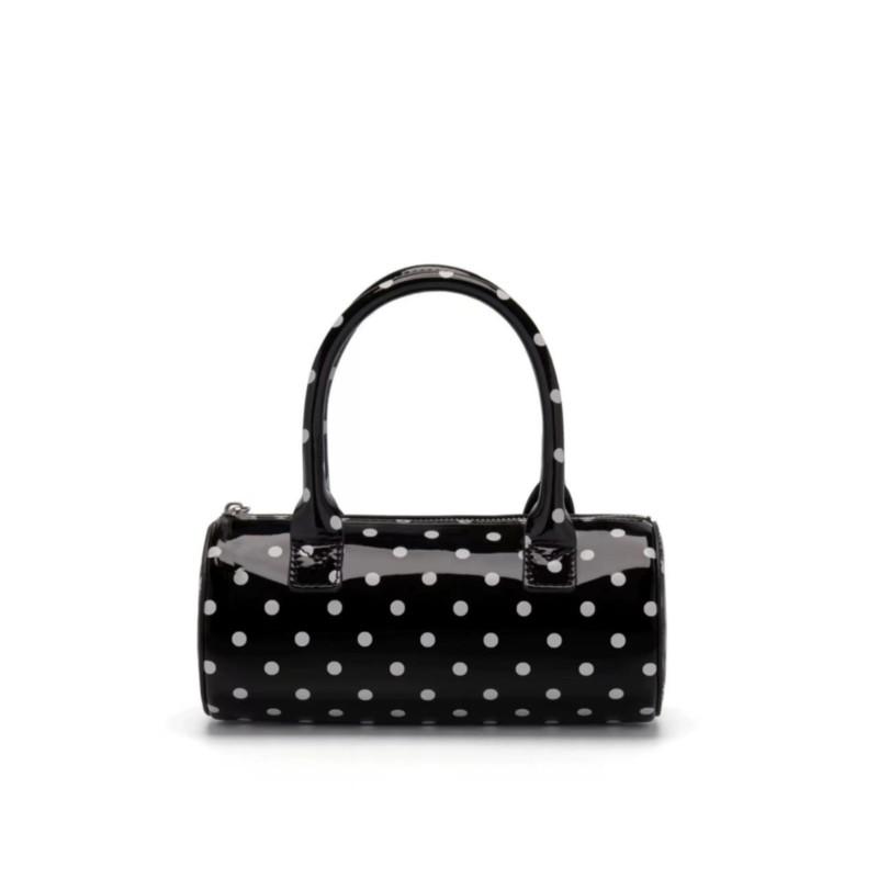 Korean Style Polka Dot Cylinder Handbag Sweet Cute Soft Fashion Women Boston Bag Ladies Leather Unique Shoulder Crossbody Bag