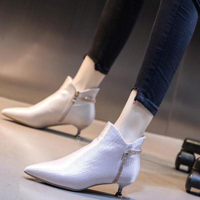 Women's Ankle Boots Rhinestone Booties Elegant with Low Heels Footwear Pointed Toe Short Shoes for Woman Sexy Chic Sale Boot Hot