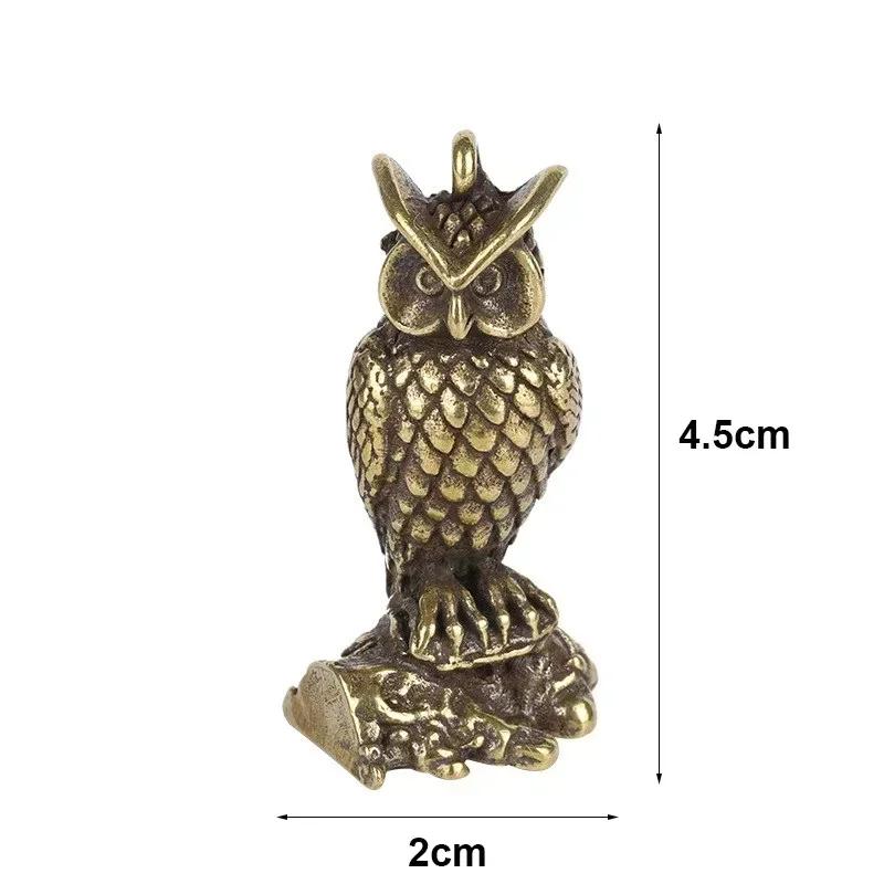 Retro Copper Animal Tea Pet Retro Brass Owl Ornaments Miniature Statues Desktop Decorations Decoration Crafts Keychain Pendant