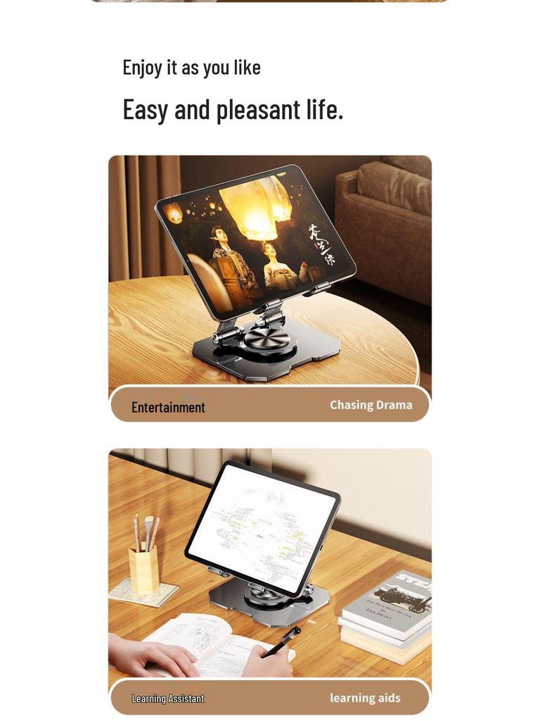 Full Metal 360° Rotating Folding Tablet & Phone Stand for Live Streaming and Gaming