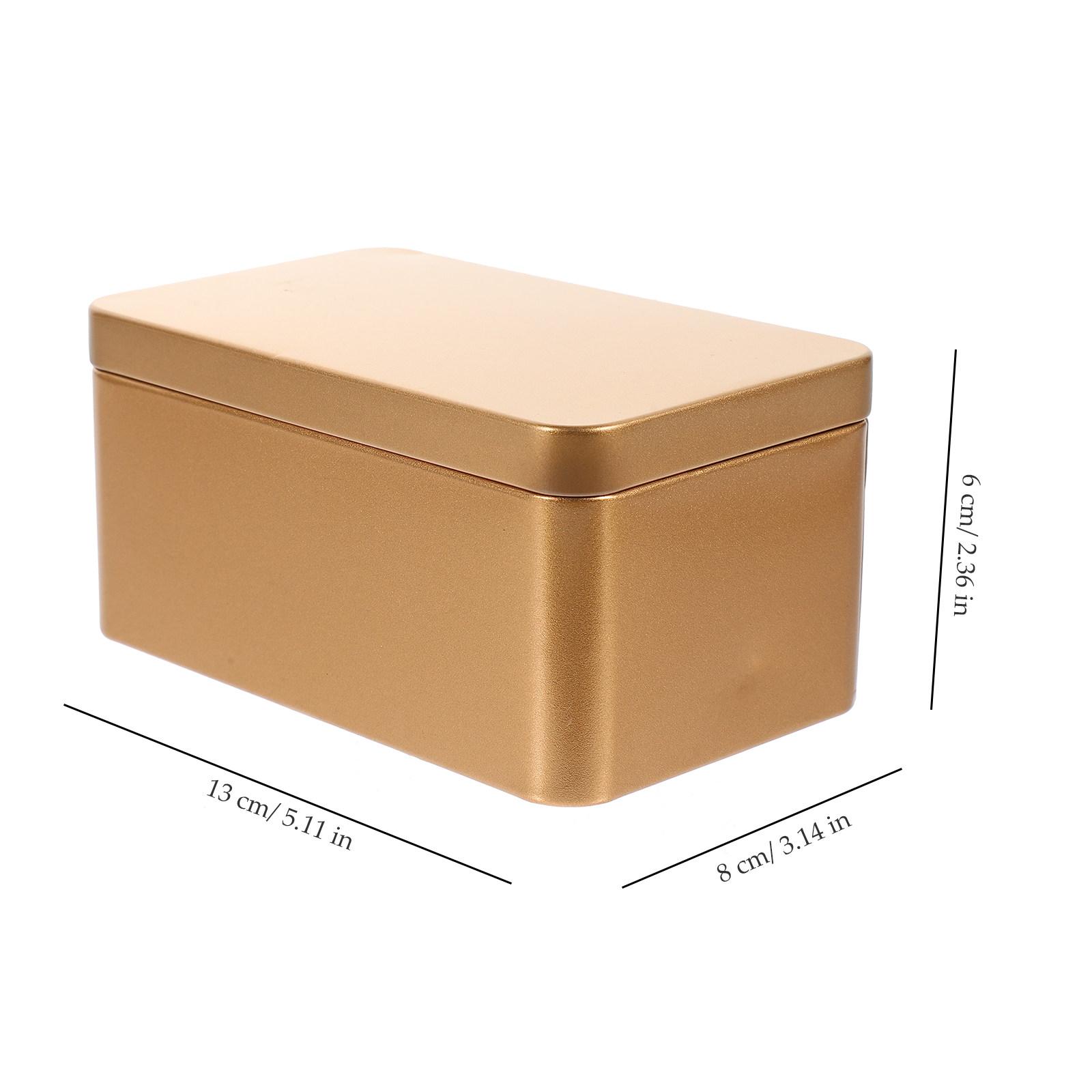 

Rectangular Mini Portable Tea Leaf Storage Container Tinplate Box 13x8x6cm Candy Organizer Home Storage Box Desktop Canister золотистий