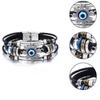 Boho Multilayer Leather Bracelets Evil Eye Charm Beads Bracelet Bangle For Women Men Vintage Punk Wrap Set