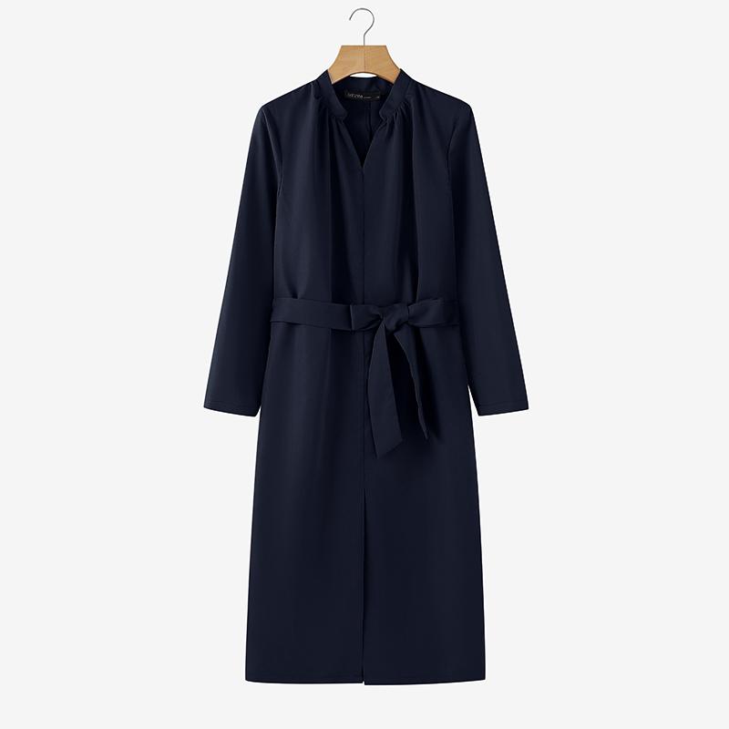 ZANZEA Women Casual V-Neck Solid Color Long Sleeve Sheath Dress