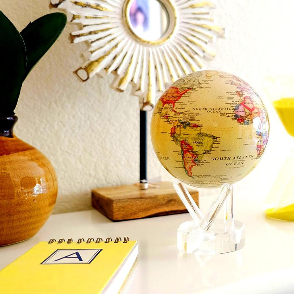 MOVA Globe l World Map Series Retro Map Inch l med Base l Solcelledrevet roterende Globe l Dekor l For barn l Retro Map CM 4.5 Office/Desktop