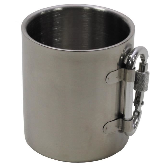 Tasse - FOX OUTDOOR - 300ml - Acier Inoxydable - Double Paroi - Anse Mousqueton Rpliable