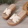 Grote Maten Mode Chunky Platform Slippers voor Dames 2025 Zomer Geweven Sleehak Sandalen Dames Dikke Zool Anti-Slip Strand Schoenen