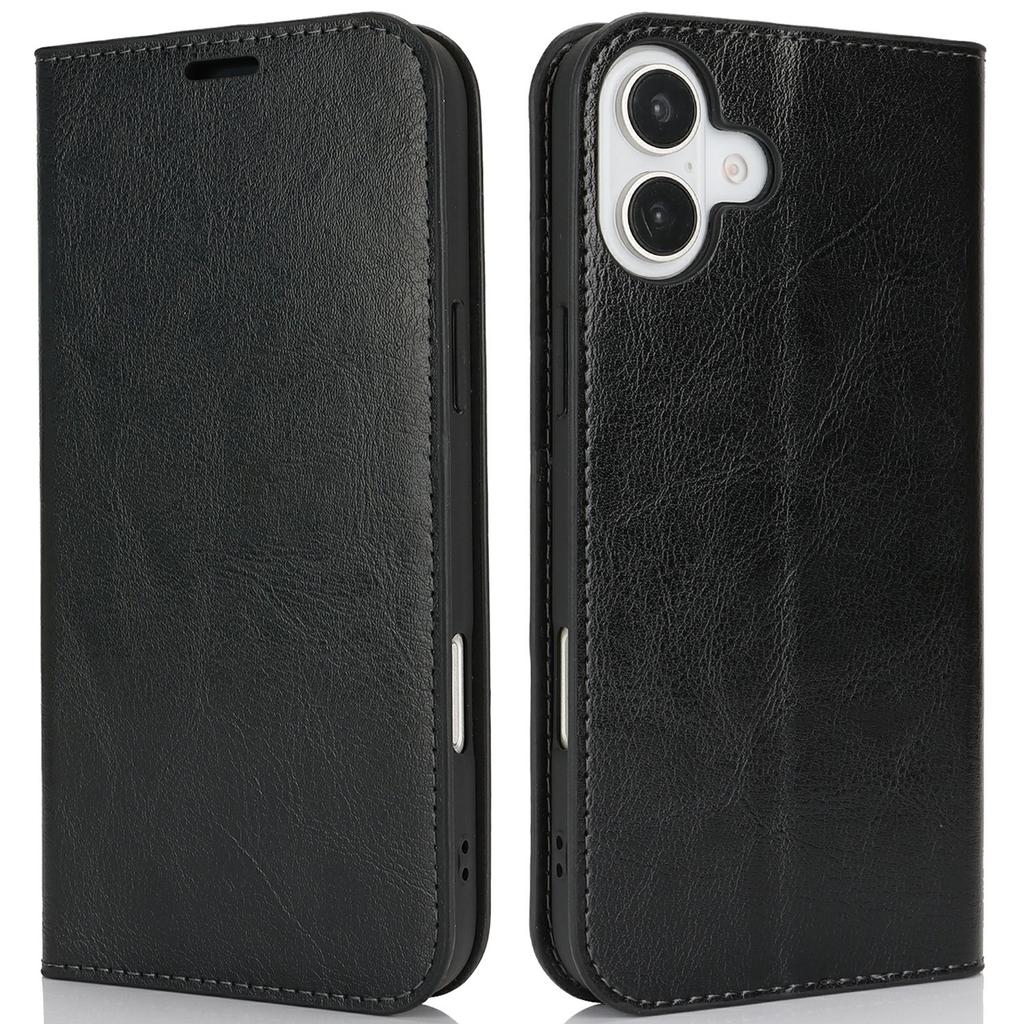 For iPhone 16 Case Crazy Horse Texture Split Leather Wallet Phone Cover