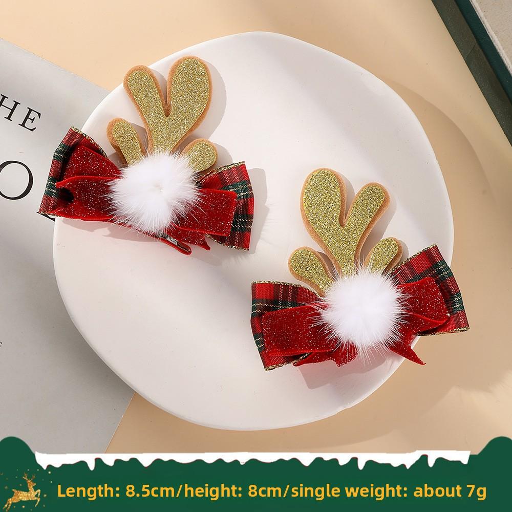 Christmas Antler Hair Clips New Year Hair Clips Elk Antler Duckmouth Hair Clips Cute and Sweet Headwear