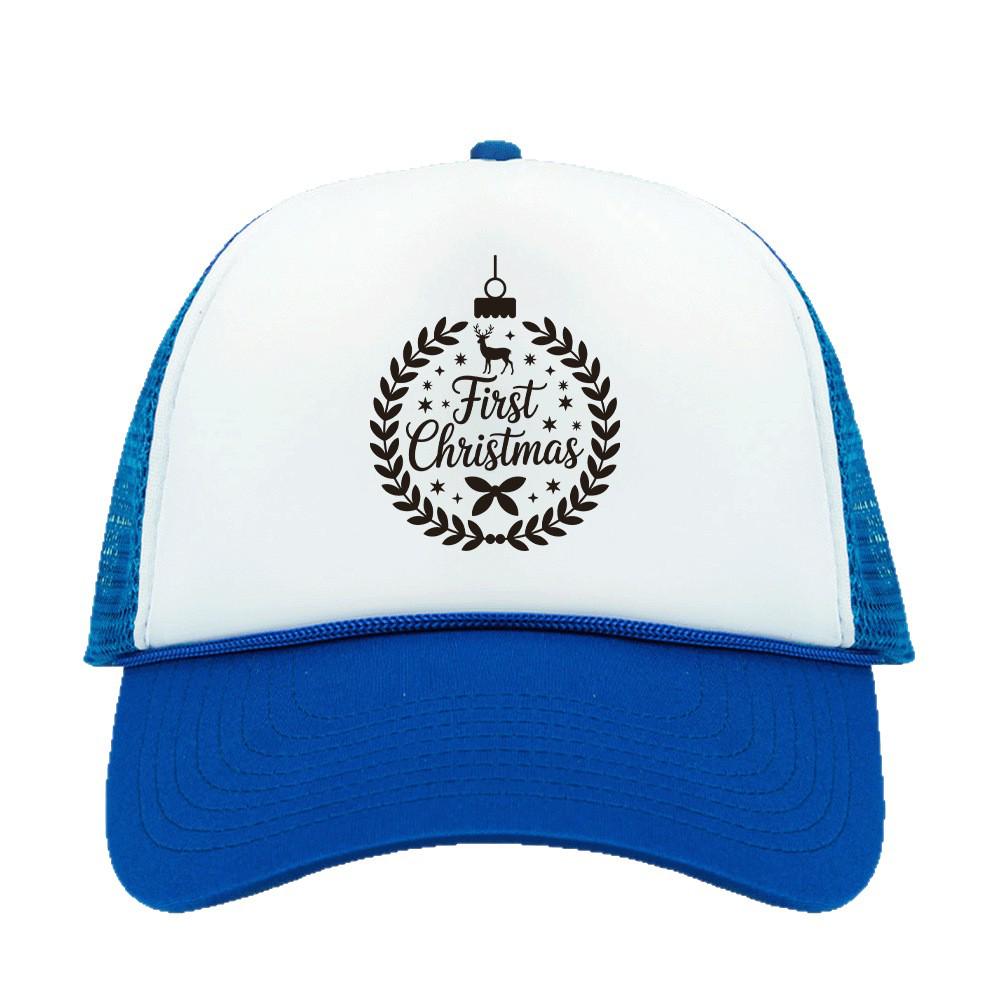 Weihnachtsmuster Netz-Trucker-Kappe mit Heißprägung Logo