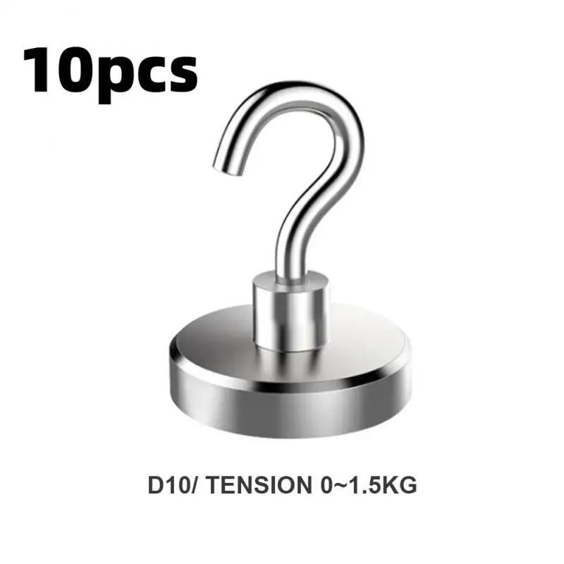 10 шт. Магнитные крючки D10 D12 D16 Многофункциональный магнитный крючок Сверхпрочные настенные крючки Вешалка Суперсильный неодимовый магнитный крючок Новый