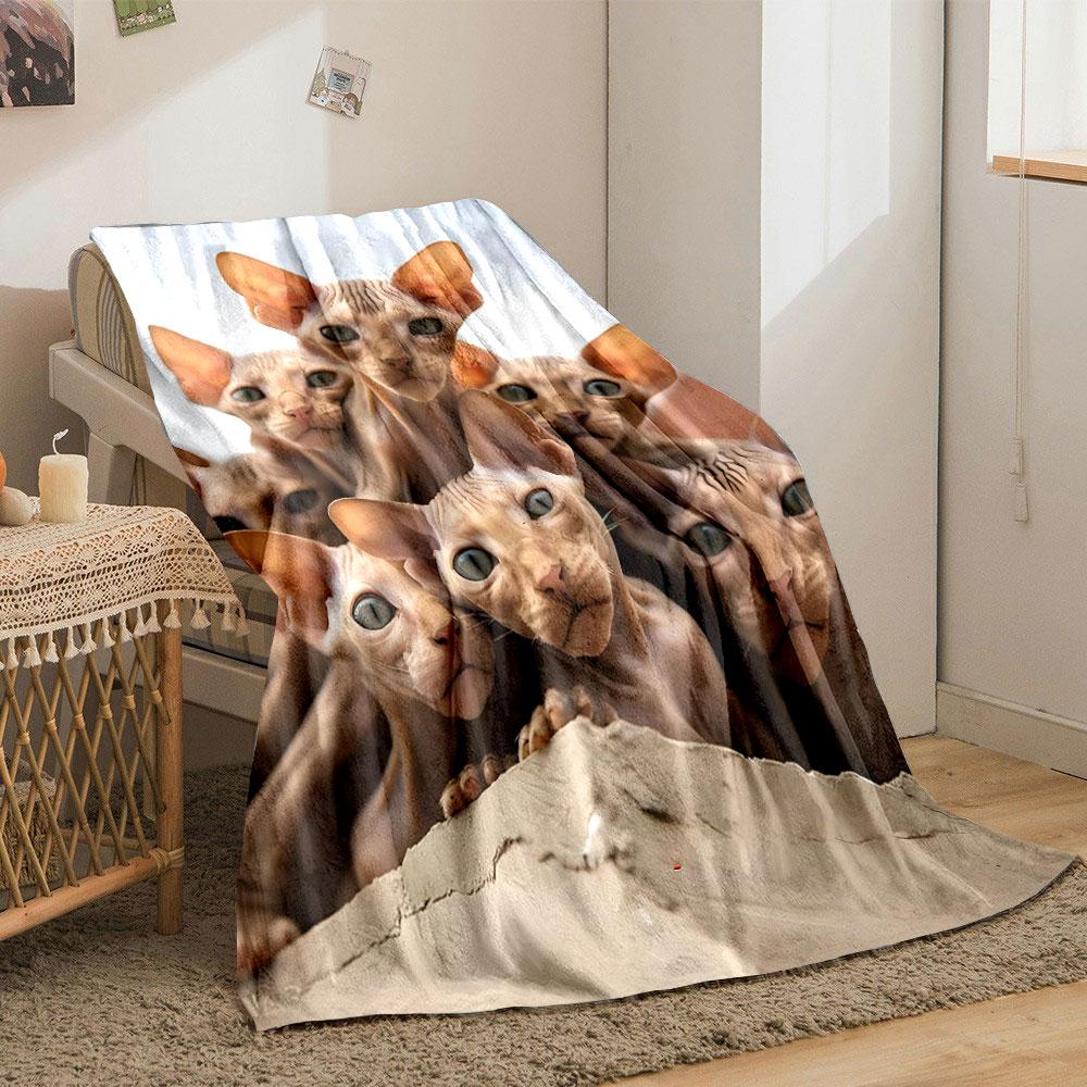 Hairless Cats Cluster Blanket bedroom Blanket for Livingroom Couch lunch break Soft throw for Friend's festival Gift