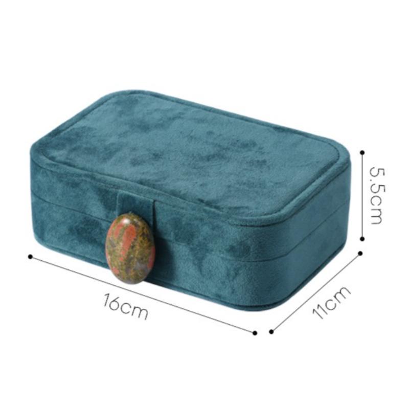 

Velvet Jewelry Box Portable Travel Ring Earrings Storage Boxes Luxury Ring Earrings Organizer Box Natural Stone Jewelry Boxes синій