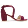 Allegra K Damen Sandalen mit offenem Zeh, mittlerem Absatz und Schnür-Knöchelriemen, Burgunderrot, Größe 26.0cm