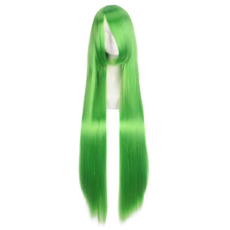 100cm Colored Straight Bangs Women's Synthetic Wig Heat Resistant Fiber Multi Color Party Anime Roleplay Free Wig Cap