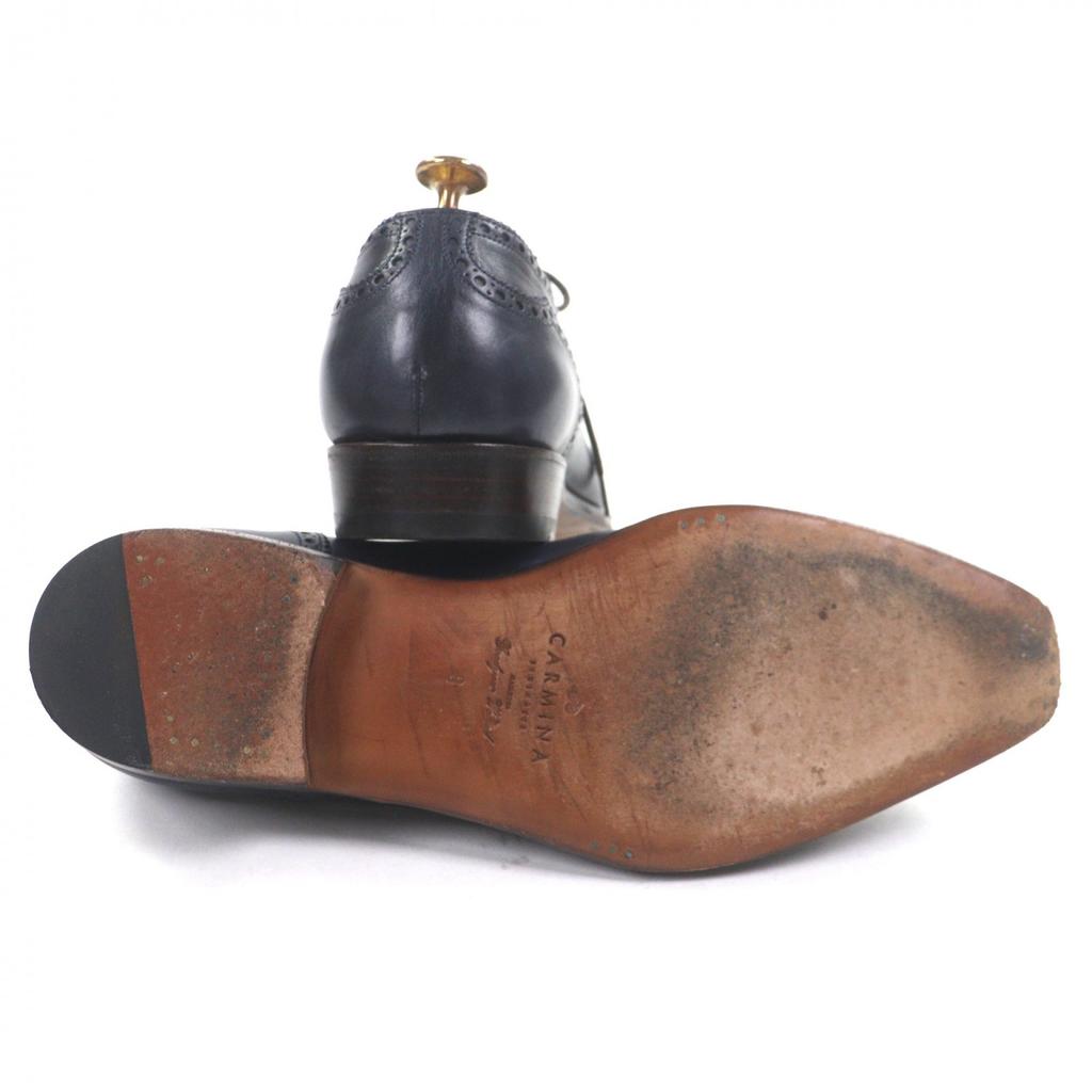 Great CARMINA Leather shoes SIMPSOM Medallion Straight Tip Navy mens 8 Used