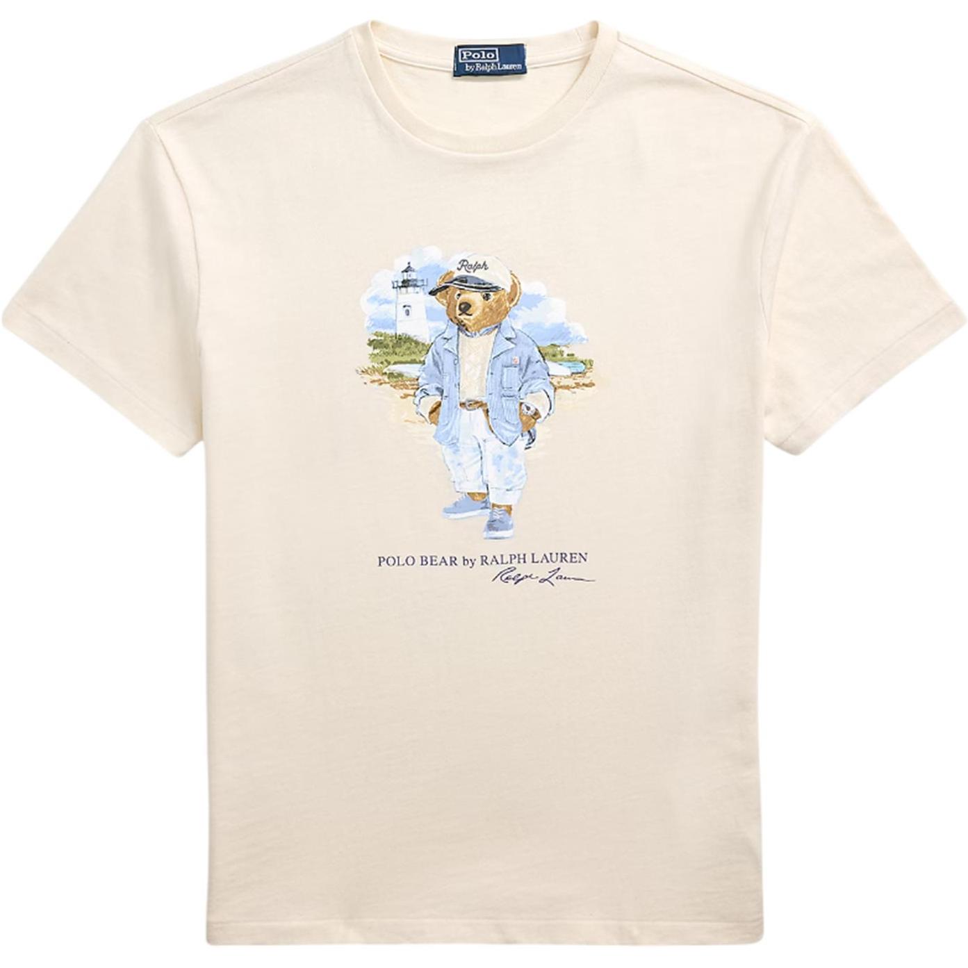 

Polo Ralph Lauren Футболка с коротким рукавом и круглым вырезом с буквенным медведем Мужской Топы Белый 710969630-001 M