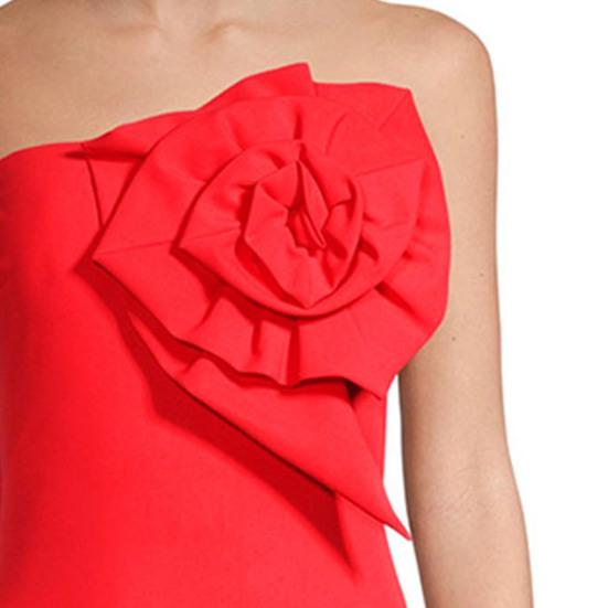 Women Monokini Bandeau Sleeveless 3D Flower Decor One-piece Bikini Solid Color Backless Quick Drying Swimwear