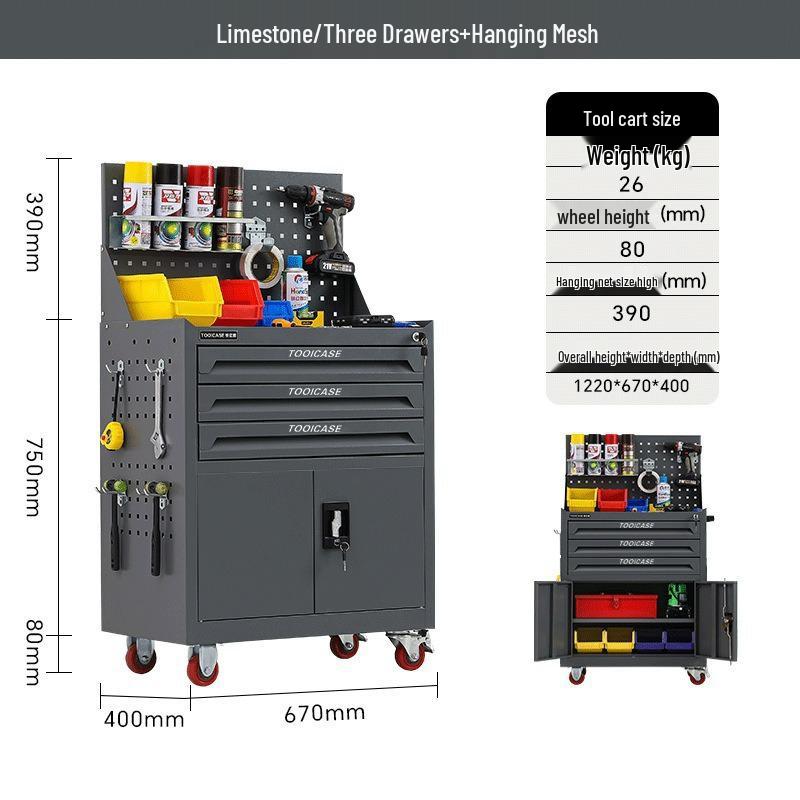 Multifunctional Mobile Tool Cart and Cabinet for Auto Repair and Workshop