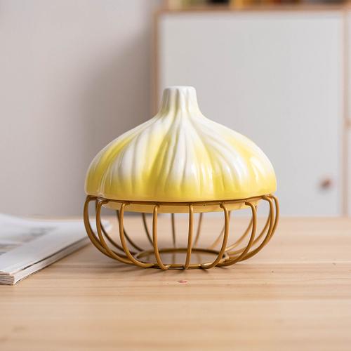 

Корзина для хранения чеснока Керамическая крышка Кованая железная корзина для хранения яиц, лука, имбиря, чеснока Корзина для хранения домашнего кухонного декора