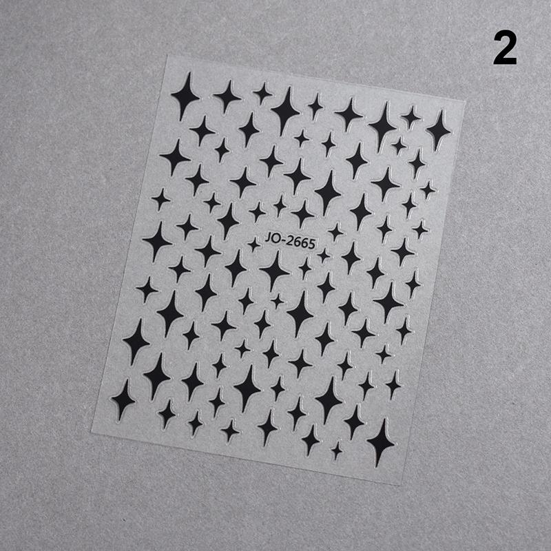 1 Stück Weiß Schwarz Sterne Nagelaufkleber Irreguläre Pentagramm Abziehbilder Rosa Laser Glänzend Glitzer Sternenlicht Maniküre Ornamente Slider