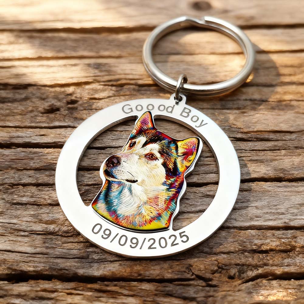 Family Couple Dog Pet Print Demand Photo Keychain Personalized Custom Valentine Gift For Women Men Mother Father Steel Key Ring