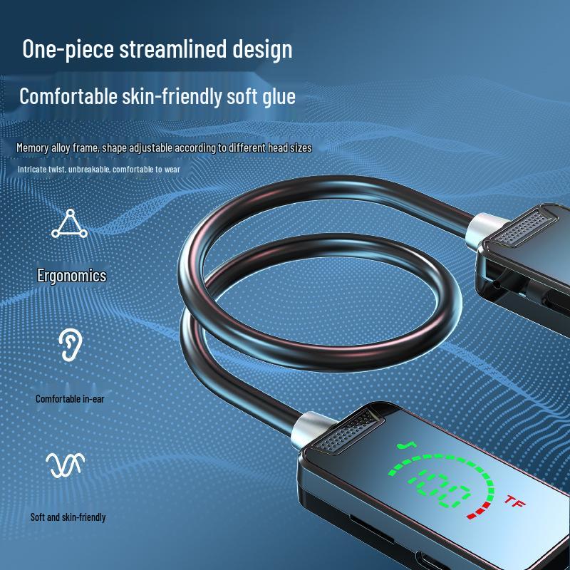 Cross-border Neckband Bluetooth Earphones with Ultra-long Standby & Digital Display for KTV Singing and Calls
