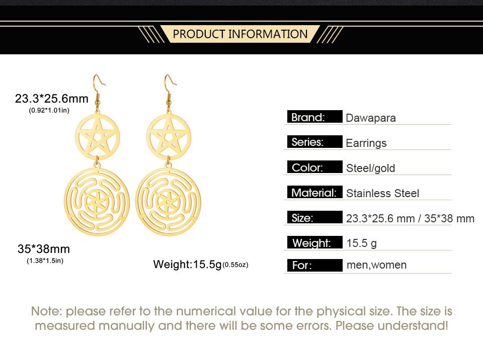 Dawapara Wheel of Hecate Pentagram Earrings Sigil of Lilith Moon Goddess Pentacle Symbol Stainless Steel Earrings Wiccan Jewelry